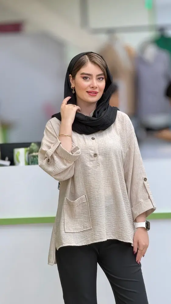 شومیز جلو بسته تک جیب